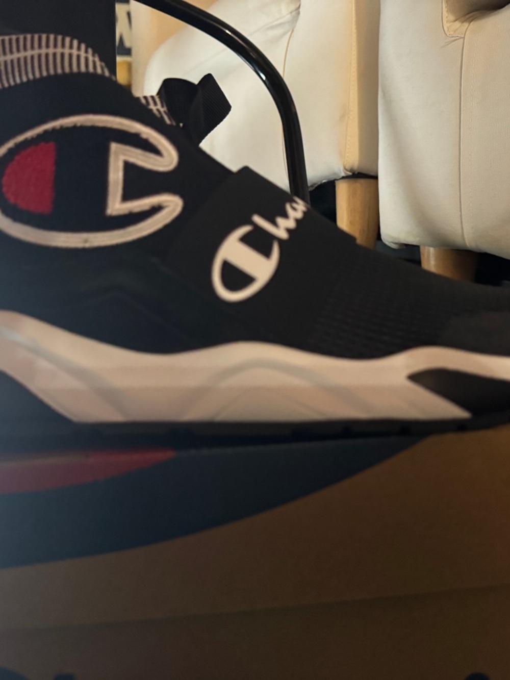 Champion Rally Pro Black Slip-On Sneakers with White Midsole